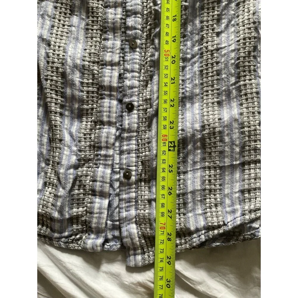 Zimmermann cotton linen blue black stripe waffles buttons shirt AU3 bust38 US6 - Picture 9 of 9